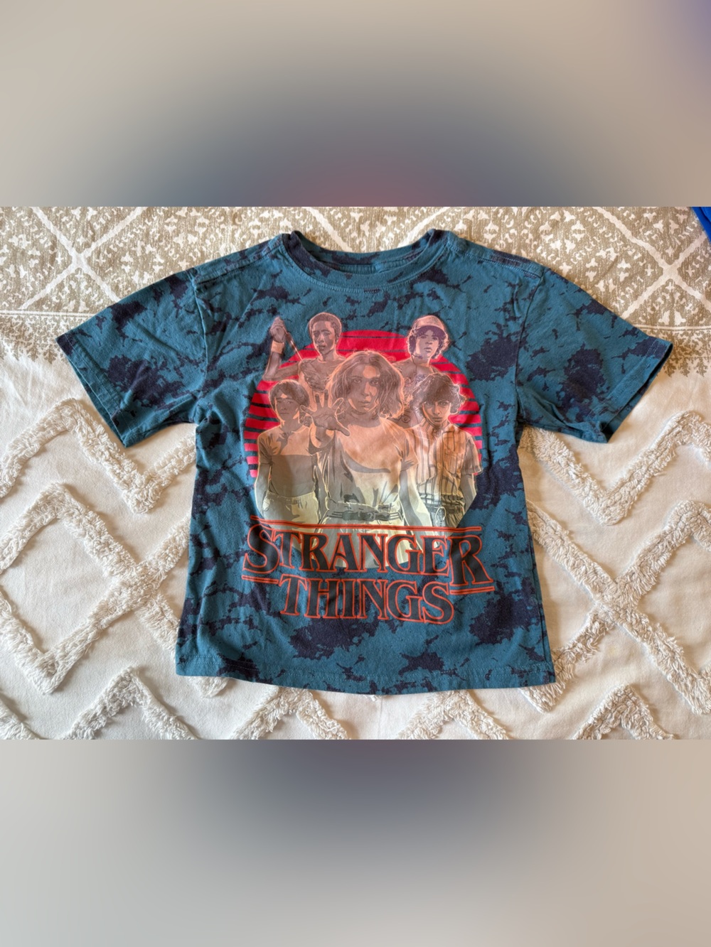 Netflix Blue Tie-Dye Stranger Things Graphic Tee Size six like new